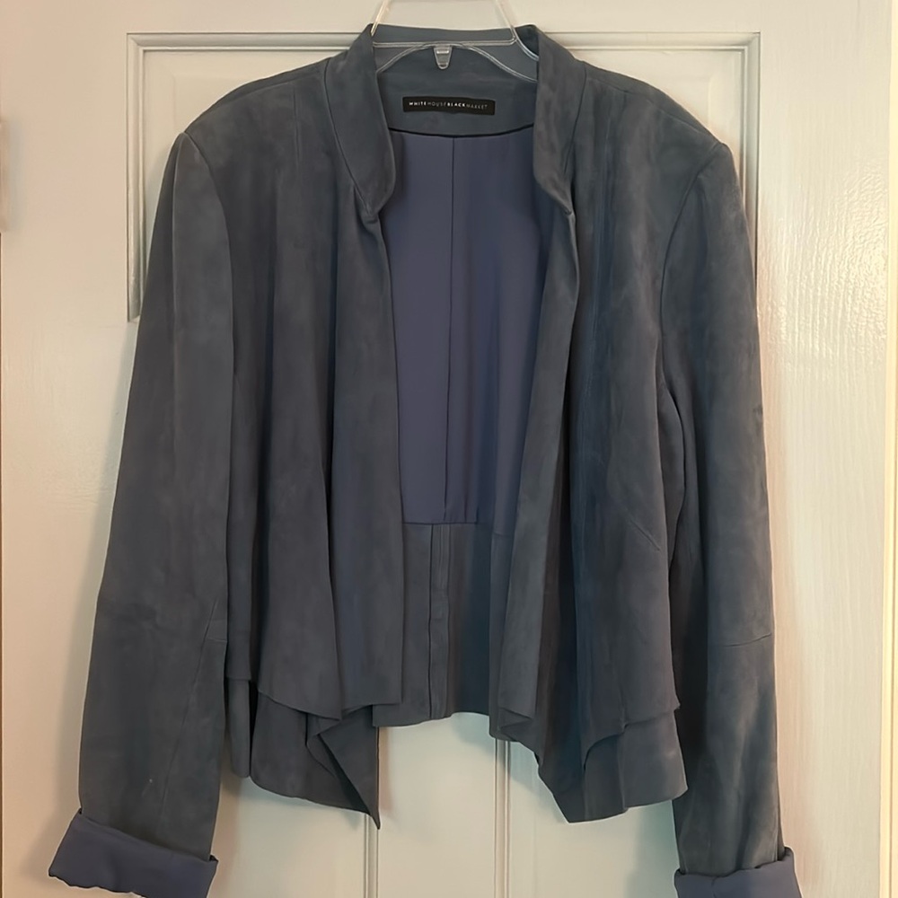White House Black Market Genuine Leather Open waterfall Jacket